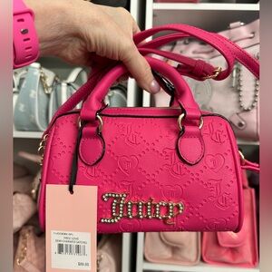 Juicy Couture FREE LOVE Semi Charmed Satchel Crossbody- Raspberry Pink